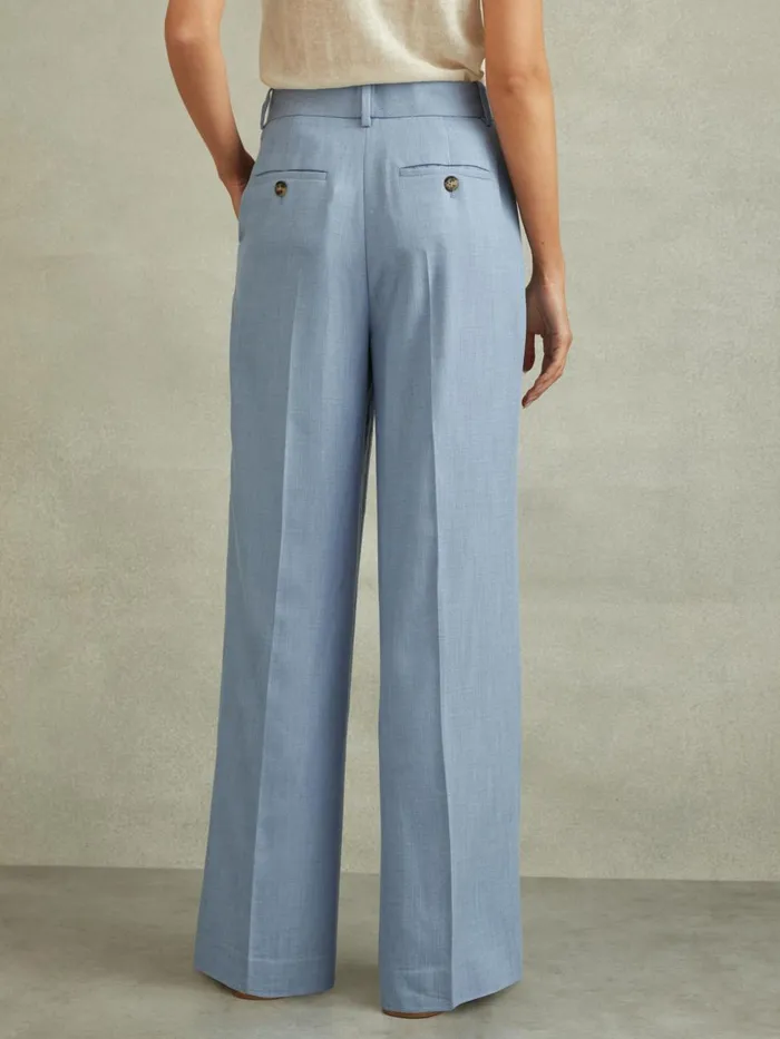 Women Reiss Suits and Tailoring June Wide Leg Suit Trousers With TENCEL Fibers Blue