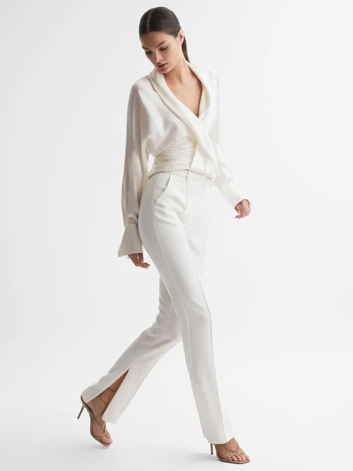 Women Reiss Suits and Tailoring Tailored Split Hem Trousers Ivory