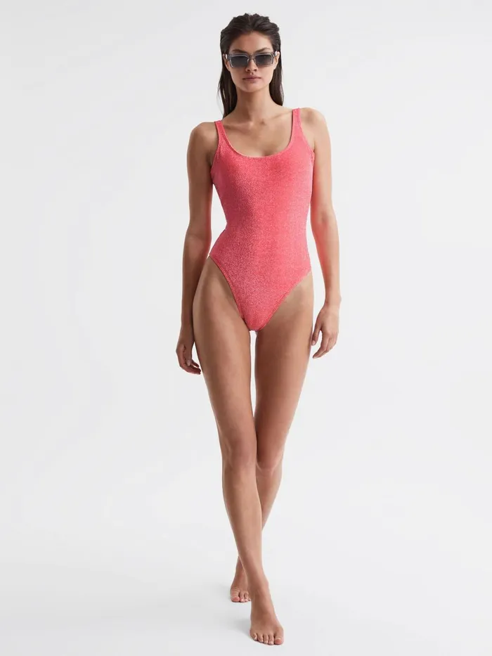 Women Reiss Swimwear American Sparkle Swimsuit Bright Coral