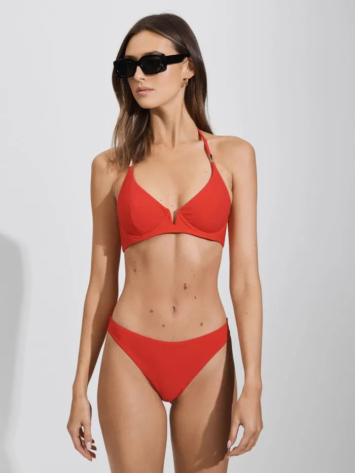Women Reiss Swimwear Aubrey Fixed Side Bikini Bottoms Red