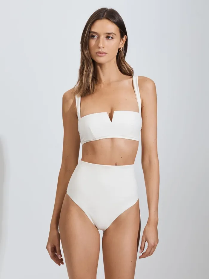 Women Reiss Swimwear Born Notch Bikini Top Pearl