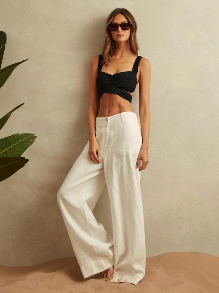 Women Reiss Swimwear Cristina Wrap Design Bikini Top Black