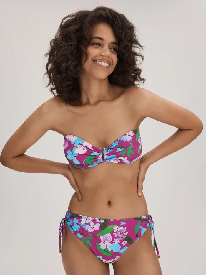 Women Reiss Swimwear Printed Bandeau Bikini Top Multi