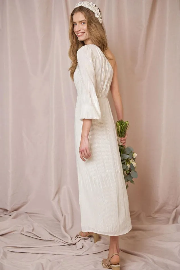 Women RIXO All Bridal Bradshaw Midi Dress Ombre Sequin Ivory