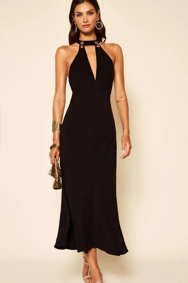 Women RIXO All Clothing Eleanora Midi Dress Black