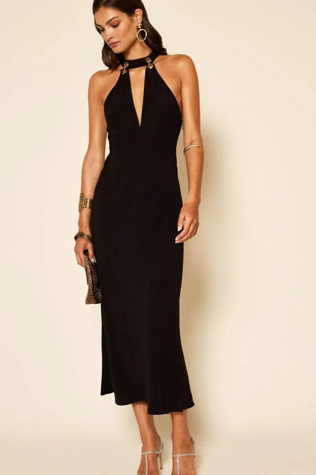 Women RIXO All Clothing Eleanora Midi Dress Black