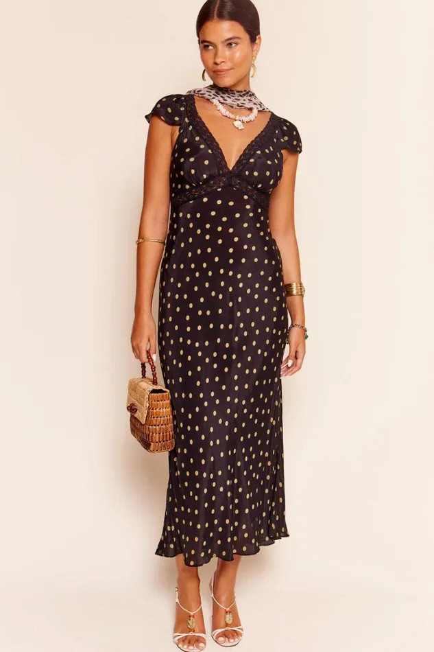 Women RIXO All Clothing Iggy Midi Dress Bohemia Spot Olive
