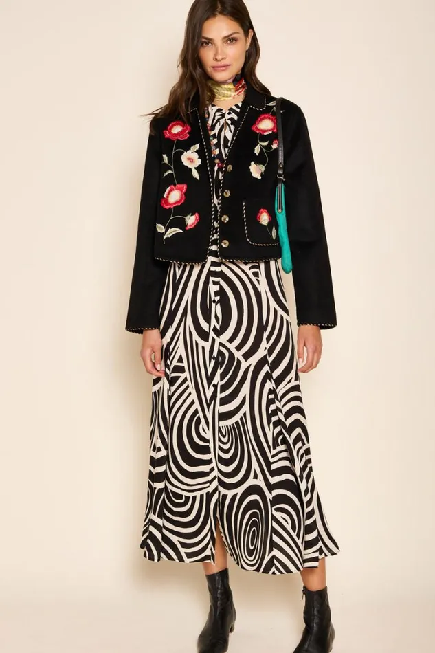 Women RIXO All Clothing Sunday Embroidered Jacket Poppy Embroidery Black