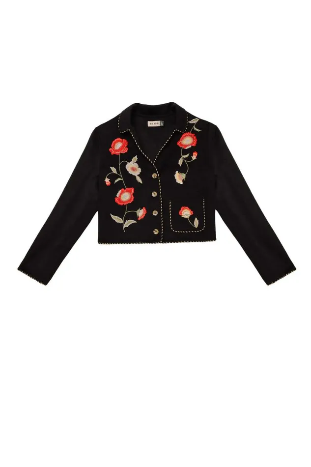 Women RIXO All Clothing Sunday Embroidered Jacket Poppy Embroidery Black