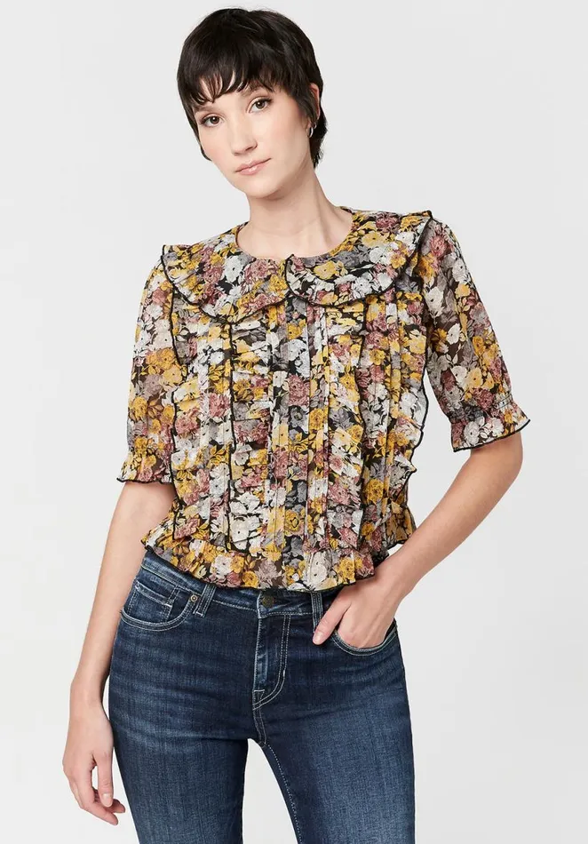 Women Sailor Collar Zola Blouse Moody Floral Buffalo David Bitton Blouses