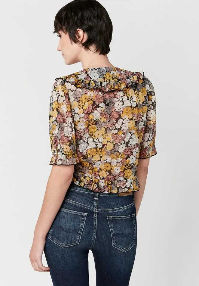 Women Sailor Collar Zola Blouse Moody Floral Buffalo David Bitton Blouses