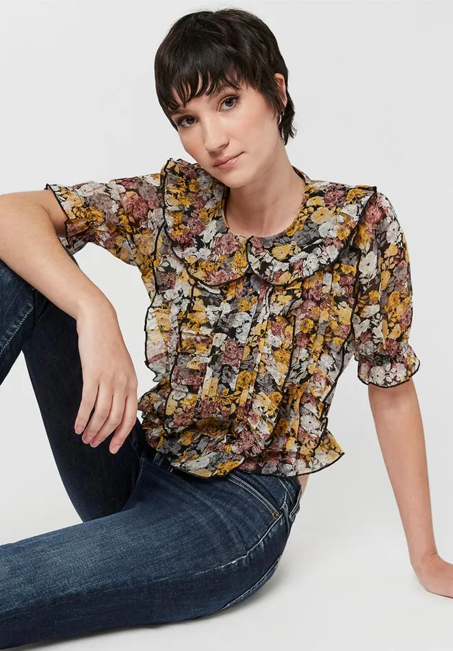 Women Sailor Collar Zola Blouse Moody Floral Buffalo David Bitton Blouses