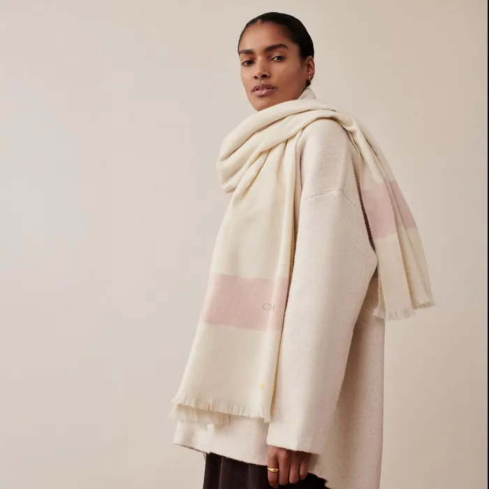 Women Scarves and Womenswear Katie Loxton Stripe Blanket Scarf In Nude Pink And Off White Women Scarves and Womenswear Katie Loxton Stripe Blanket Scarf In Nude Pink And Off White