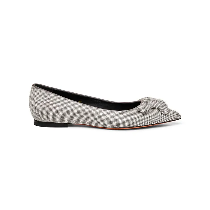 Women Silver Strass Ballet Flat Santoni Flats Shoes