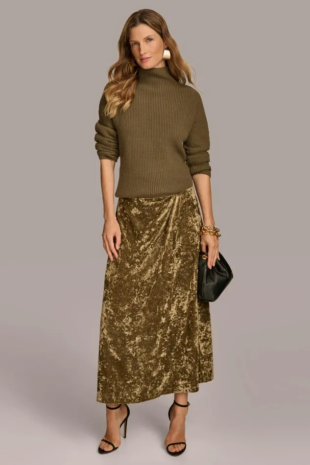 Women Skirts Donna Karan DISTRESSED VELVET SKIRT Beech