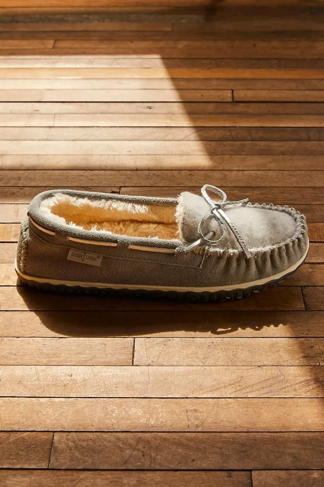Women Slippers Free People Minnetonka Tilia Moccasin Slippers Ice Grey