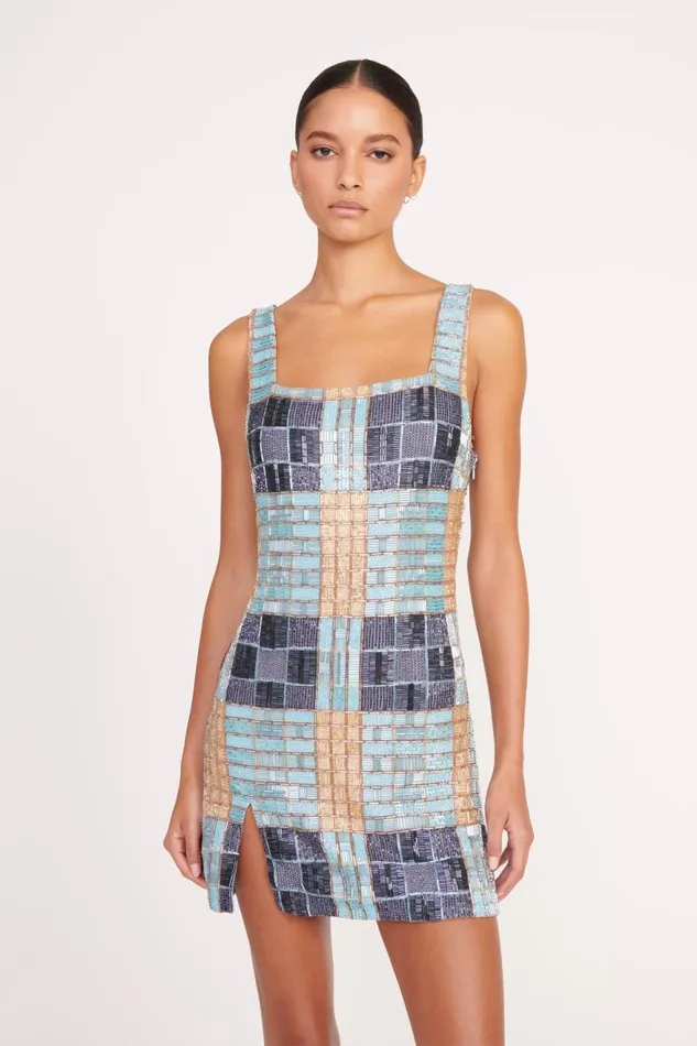 Women STAUD Dresses LE SABLE DRESS FRENCH BLUE MEGA PLAID Women STAUD Dresses LE SABLE DRESS FRENCH BLUE MEGA PLAID