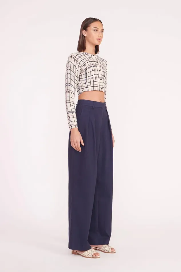 Women STAUD Knits DEANNA SWEATER CREME DRAWN PLAID Women STAUD Knits DEANNA SWEATER CREME DRAWN PLAID
