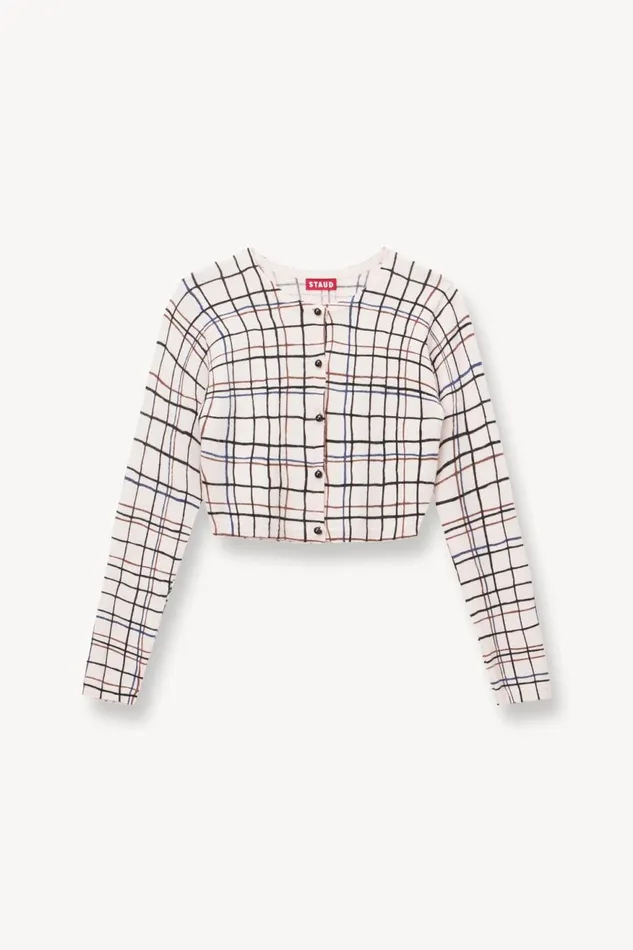 Women STAUD Knits DEANNA SWEATER CREME DRAWN PLAID Women STAUD Knits DEANNA SWEATER CREME DRAWN PLAID