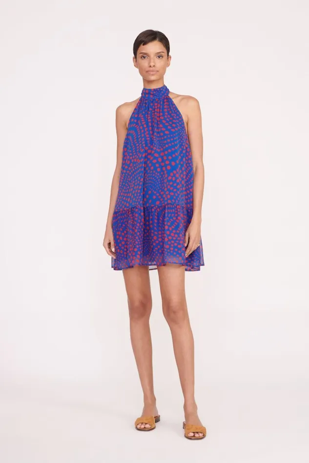 Women STAUD Occasion Dresses MARLOWE DRESS LAPIS WAVY DOT
