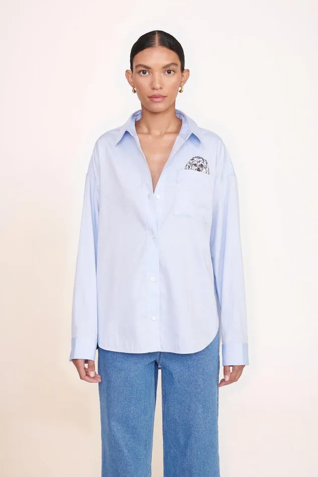 Women STAUD Pet Ready To Wear CUSTOM STAUD X CBONZ CLASSIC OVERSIZED SHIRT OXFORD BLUE