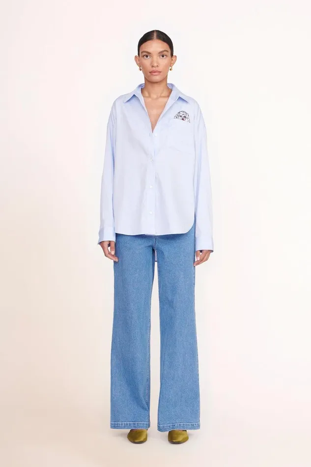 Women STAUD Pet Ready To Wear CUSTOM STAUD X CBONZ CLASSIC OVERSIZED SHIRT OXFORD BLUE