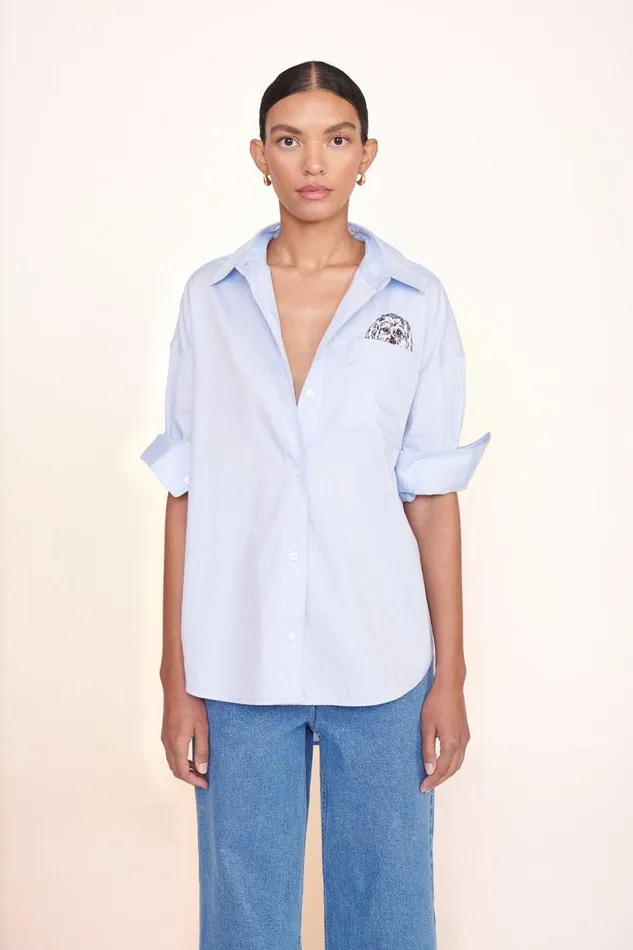 Women STAUD Pet Ready To Wear CUSTOM STAUD X CBONZ CLASSIC OVERSIZED SHIRT OXFORD BLUE