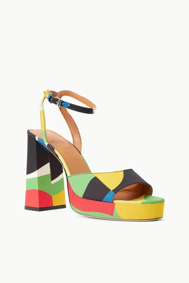 Women STAUD Platforms and Wedges SOLANGE PLATFORM MARBLE WAVE TAFFETA