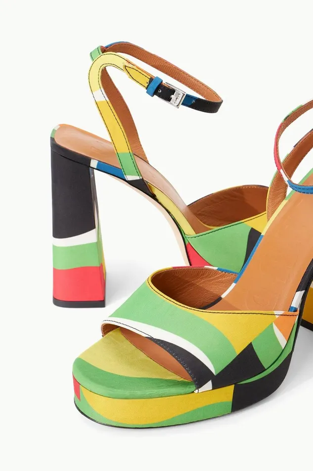 Women STAUD Platforms and Wedges SOLANGE PLATFORM MARBLE WAVE TAFFETA