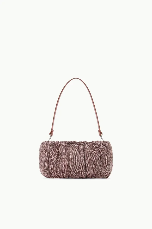 Women STAUD Shoulder BEADED BEAN BAG MAHOGANY