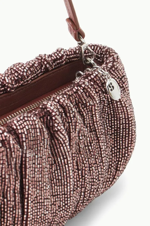 Women STAUD Shoulder BEADED BEAN BAG MAHOGANY Women STAUD Shoulder BEADED BEAN BAG MAHOGANY