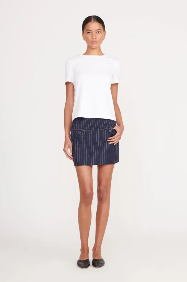Women STAUD Skirts ANNETTE SKIRT NAVY PINSTRIPE