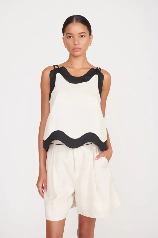 Women STAUD Tops RENATA TOP NATURAL BLACK