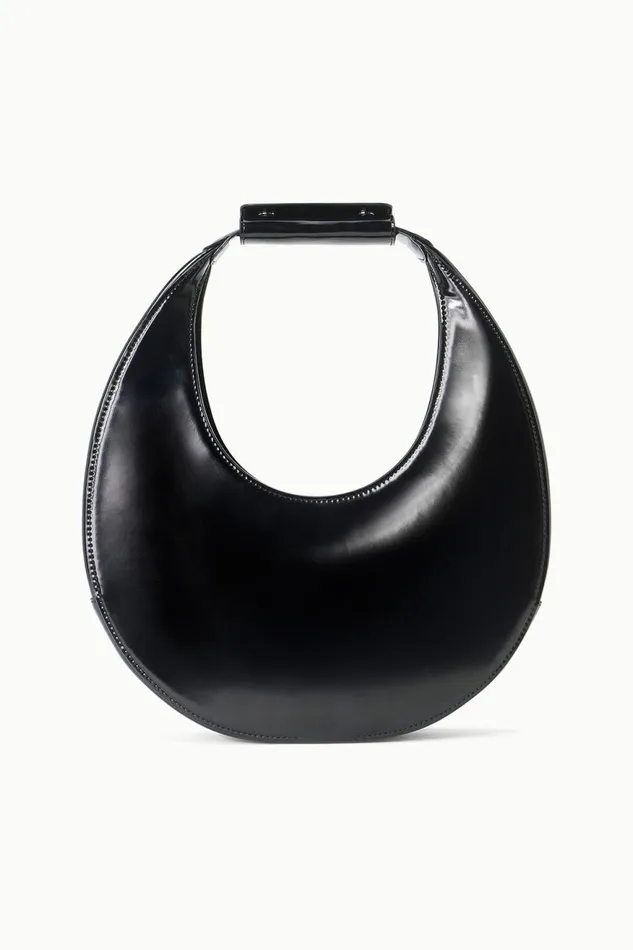 Women STAUD Totes MOON BAG BLACK POLISHED
