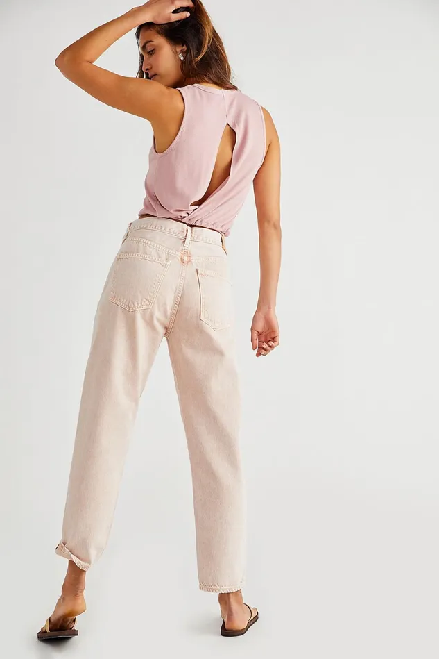 Women StraightLeg Jeans Free People Citizens Of Humanity Marlee Relaxed Taper Jeans Cactus Bloom