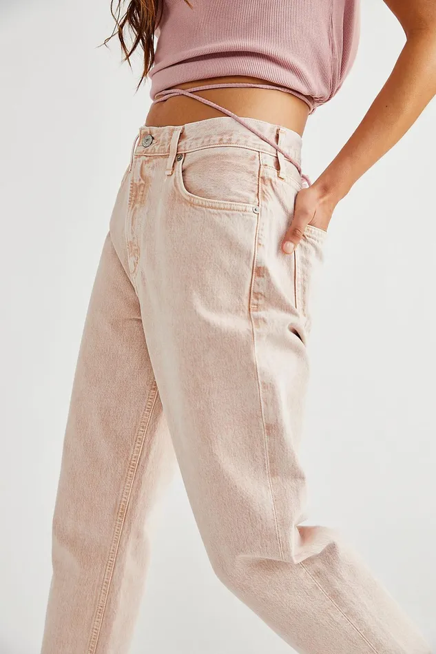 Women StraightLeg Jeans Free People Citizens Of Humanity Marlee Relaxed Taper Jeans Cactus Bloom
