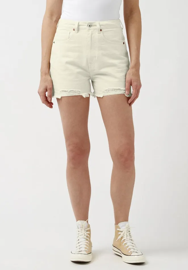 Women Super High Rise Joanna Frayed Shorts Turtledove Buffalo David Bitton Shorts and Skirts