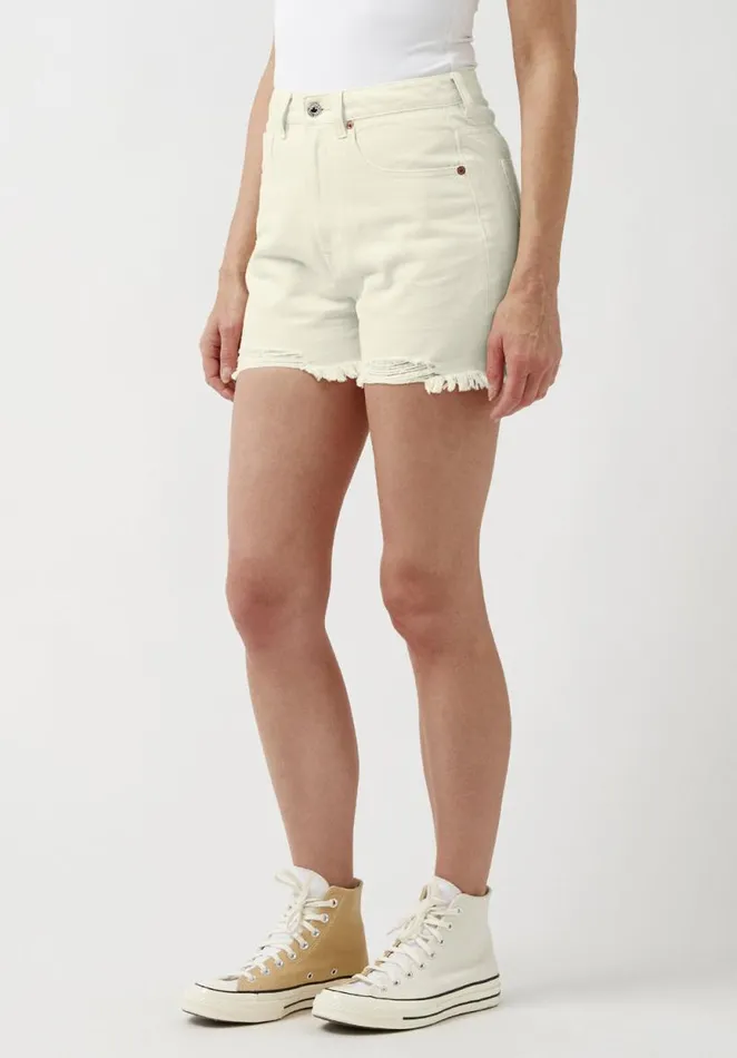 Women Super High Rise Joanna Frayed Shorts Turtledove Buffalo David Bitton Shorts and Skirts