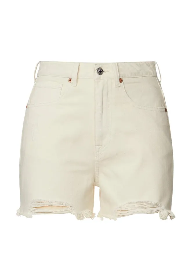 Women Super High Rise Joanna Frayed Shorts Turtledove Buffalo David Bitton Shorts and Skirts