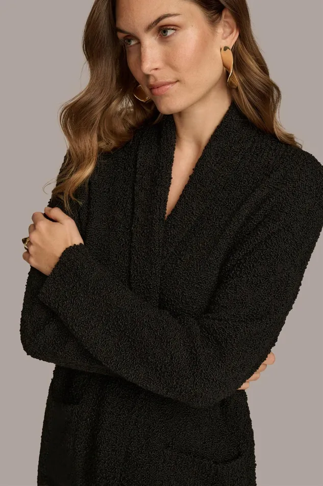 Women Sweaters And Tops Donna Karan LONG OPENFRONT CARDIGAN Black
