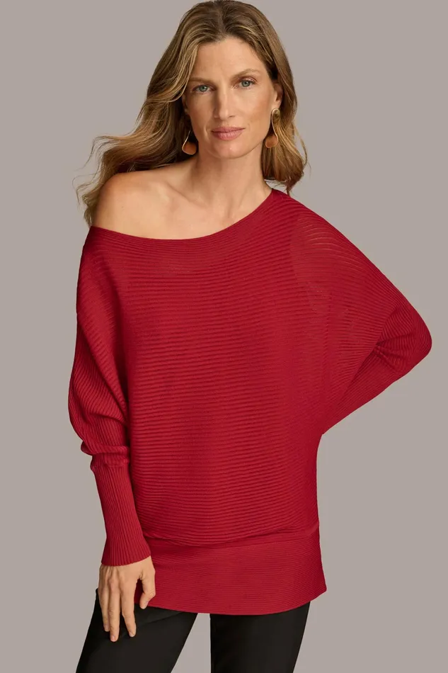 Women Sweaters And Tops Donna Karan OVERSIZED SWEATER Metropolitan Red