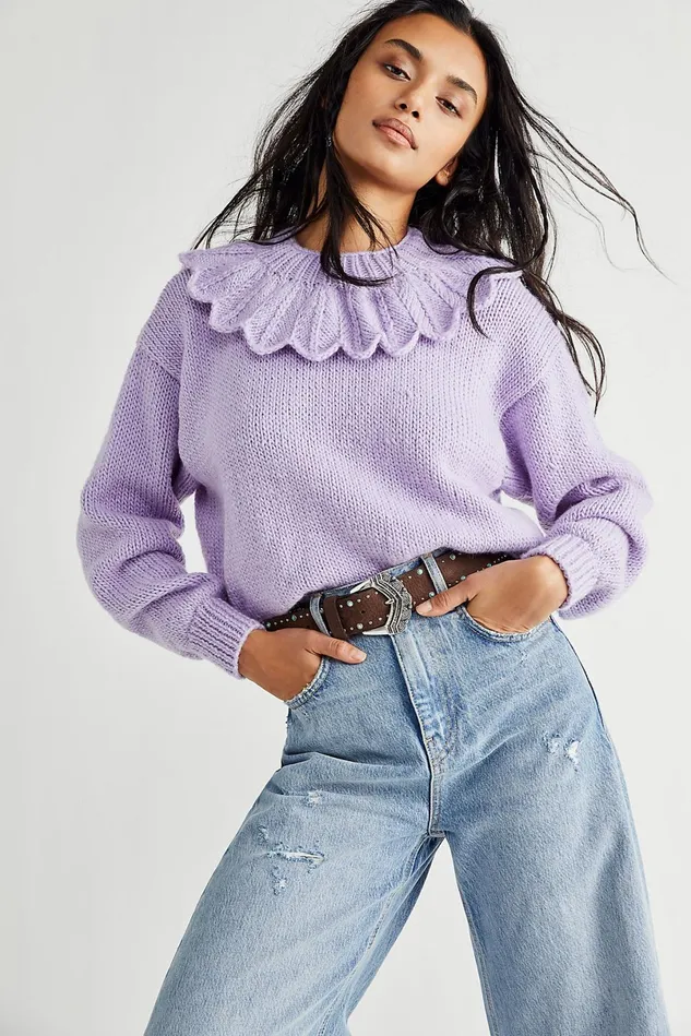 Women Sweaters Free People La Phoebe Lune Jumper Lavendula