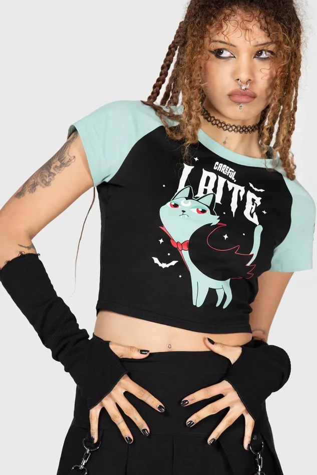 Women TShirts and Vests Killstar Cat Spat Shrunk Tee