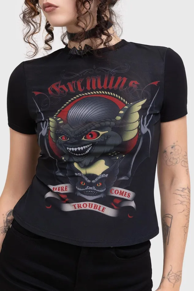 Women TShirts and Vests Killstar Here Comes Trouble Fitted T Shirt