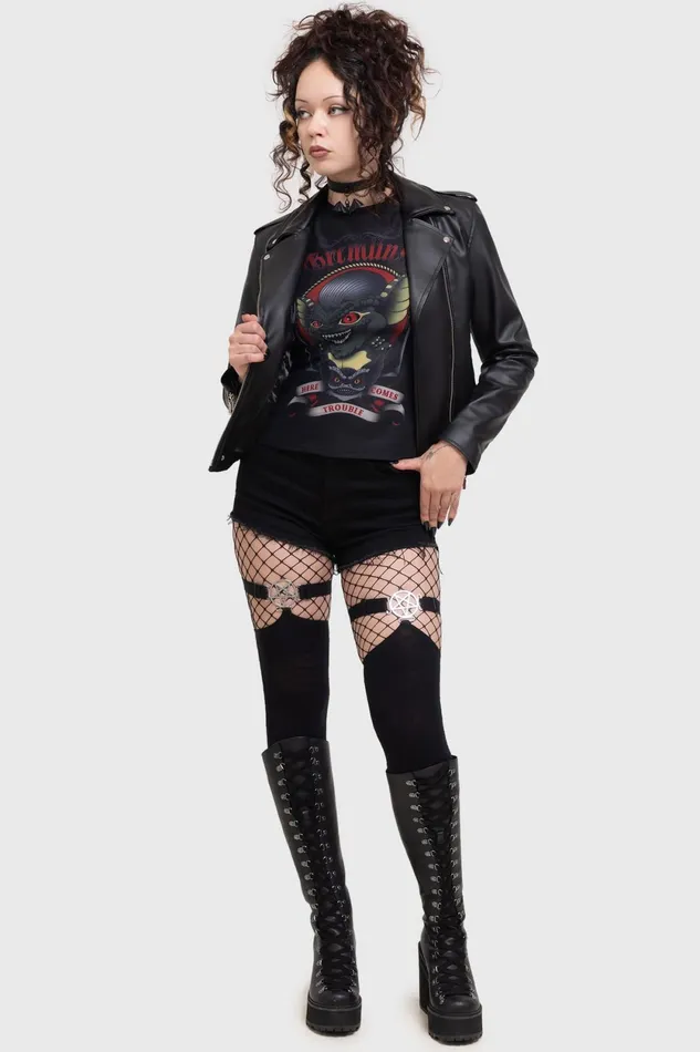 Women TShirts and Vests Killstar Here Comes Trouble Fitted T Shirt