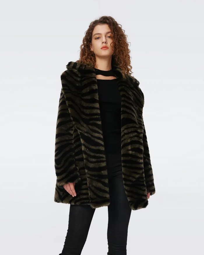 Women Tanesha Coat Zebra Olive DVF Jackets and Coats