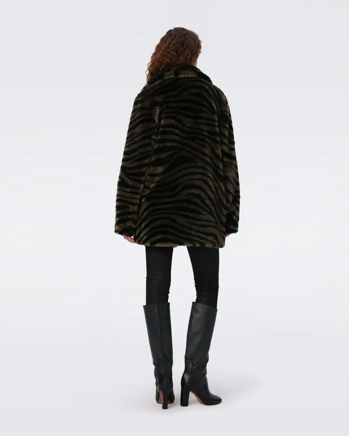 Women Tanesha Coat Zebra Olive DVF Jackets and Coats