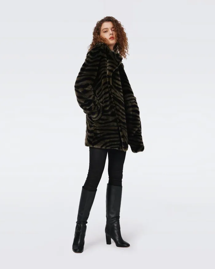 Women Tanesha Coat Zebra Olive DVF Jackets and Coats