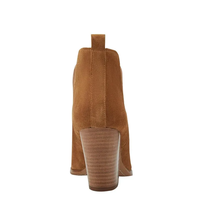 Women Tanilla Heeled Bootie Camel Suede Marc Fisher Booties