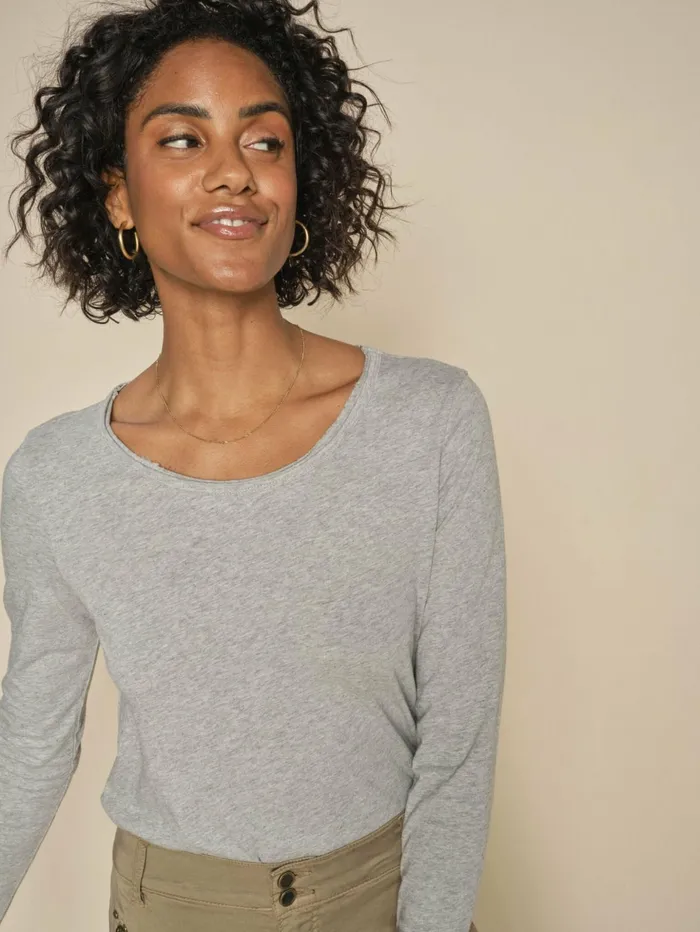 Women Tees MOS MOSH MMtulli OLS Basic Tee Grey Melange